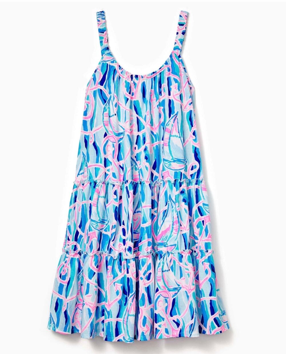 Lilly Pulitzer Loro Dress Pink Blue Reel Nauti Sz XL TAM